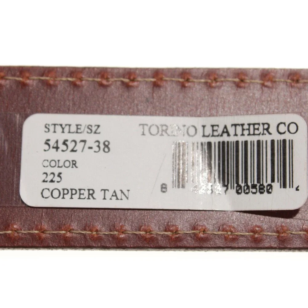 Torino Leather Company NWT Classic Belt Size 38 US in Solid Brown Leather